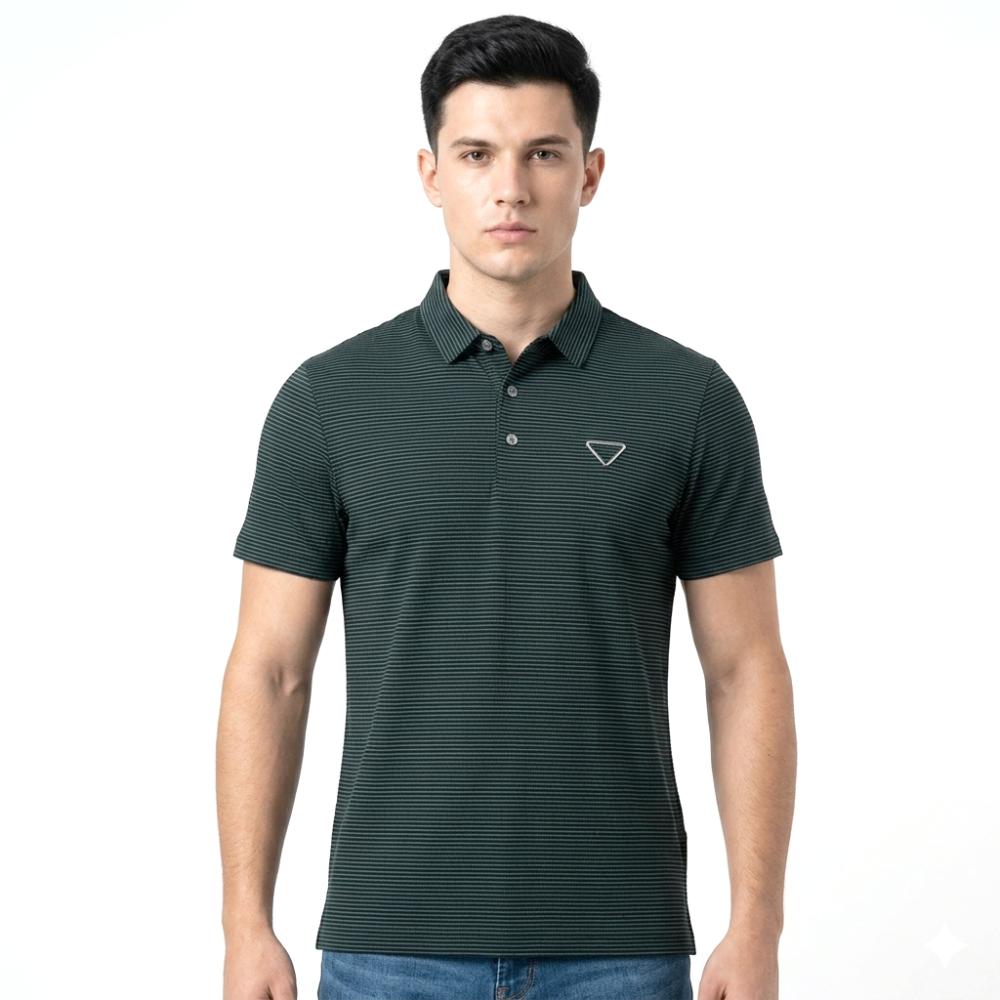 Prada Embossed Logo Green Premium Polo Luxury T-shirt-thumb-0