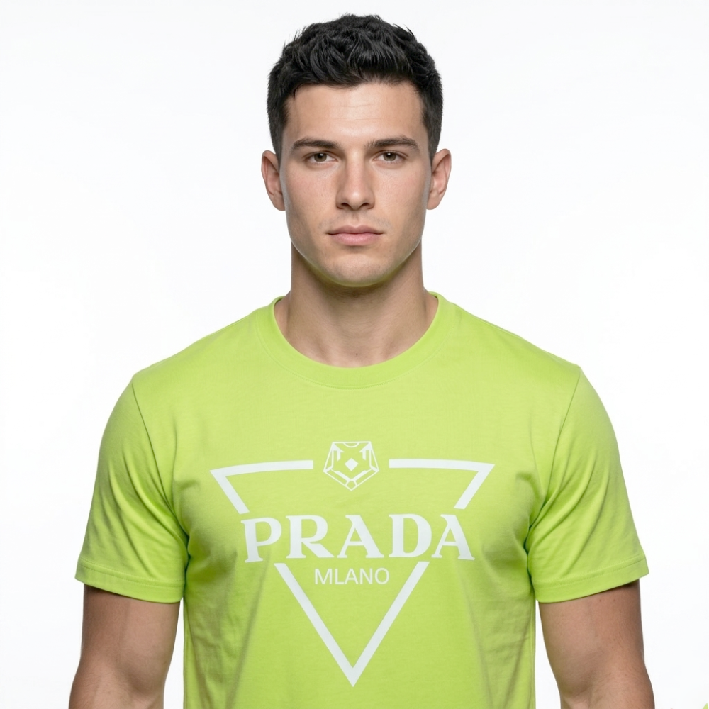 Prada Milano Print Green Premium Quality T-shirt-thumb-3
