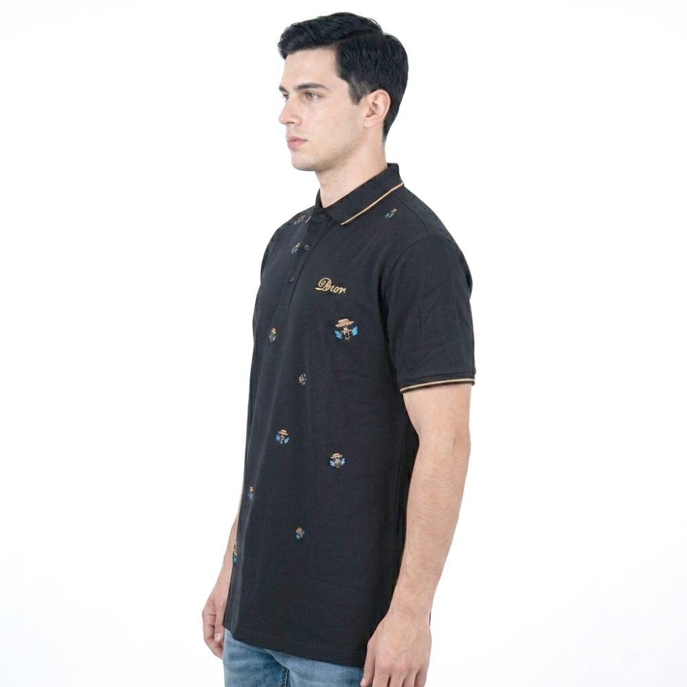 Dior Premium Black Quality Embroidered Polo T-shirt-thumb-2
