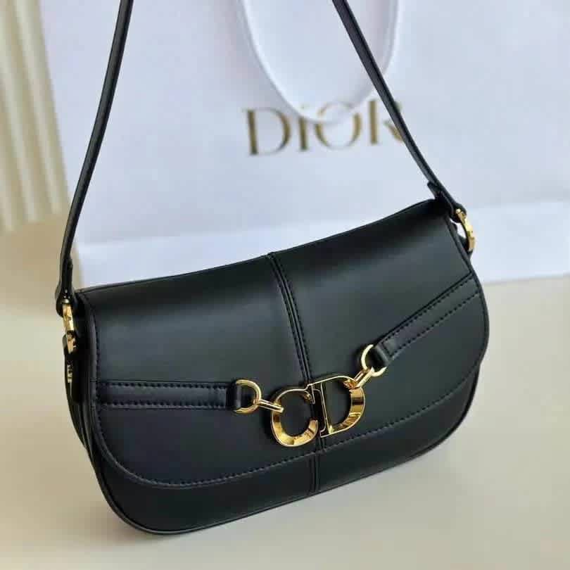 Christian Dior Embroidered Black Shoulder Bag-thumb-0