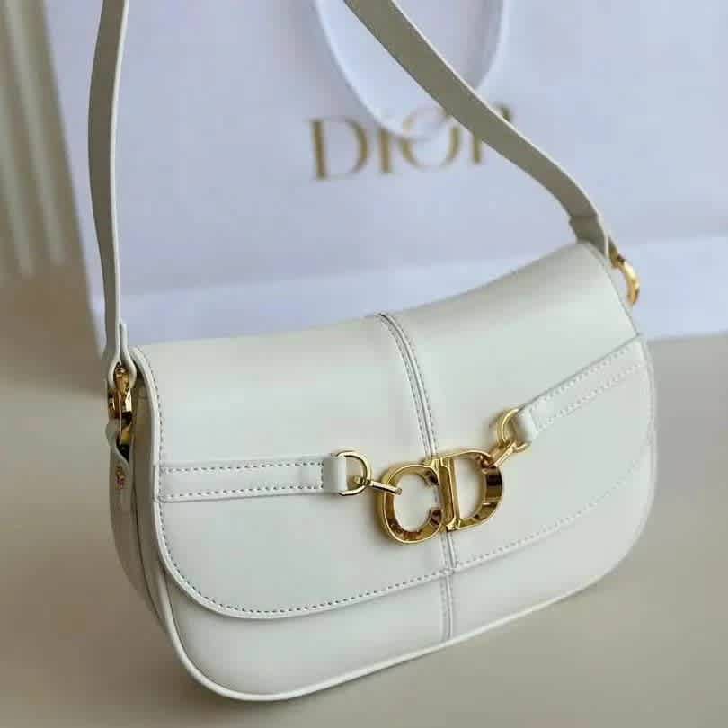 Christian Dior Embroidered White Shoulder Bag-thumb-0