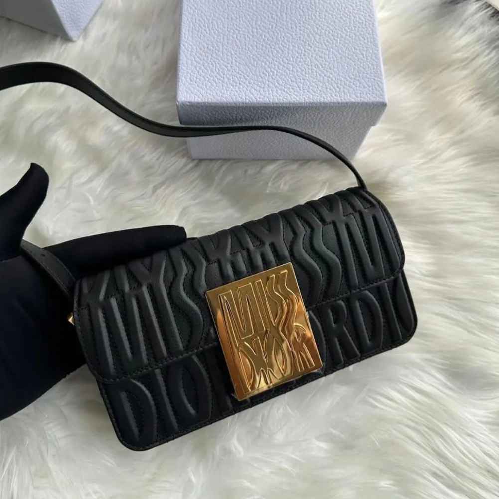 Miss Dior Embroidered Black Shoulder Bag-thumb-0