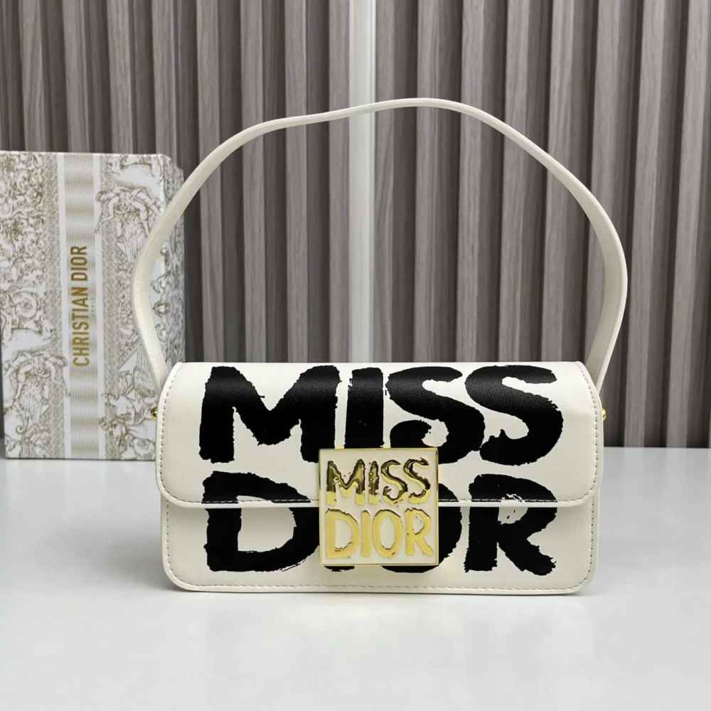 Miss Dior Embroidered White Shoulder Bag-thumb-0
