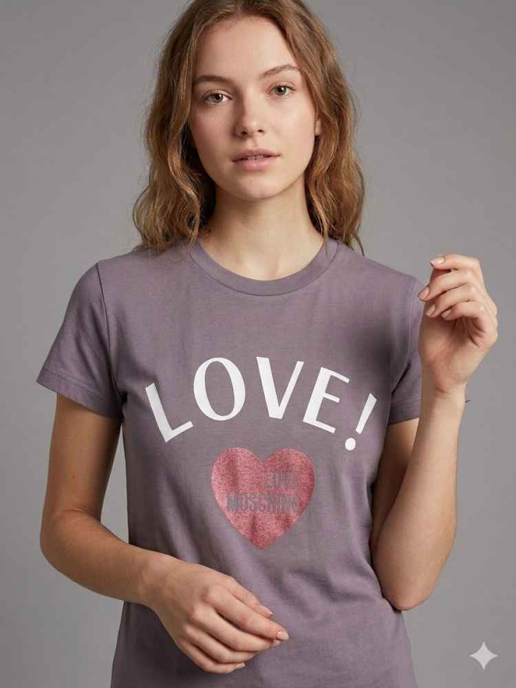 Moschino Purple Premium Quality Women T-shirt-thumb-0
