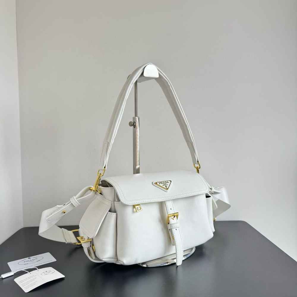 Prada Explore Flap White Shoulder Bag-thumb-0