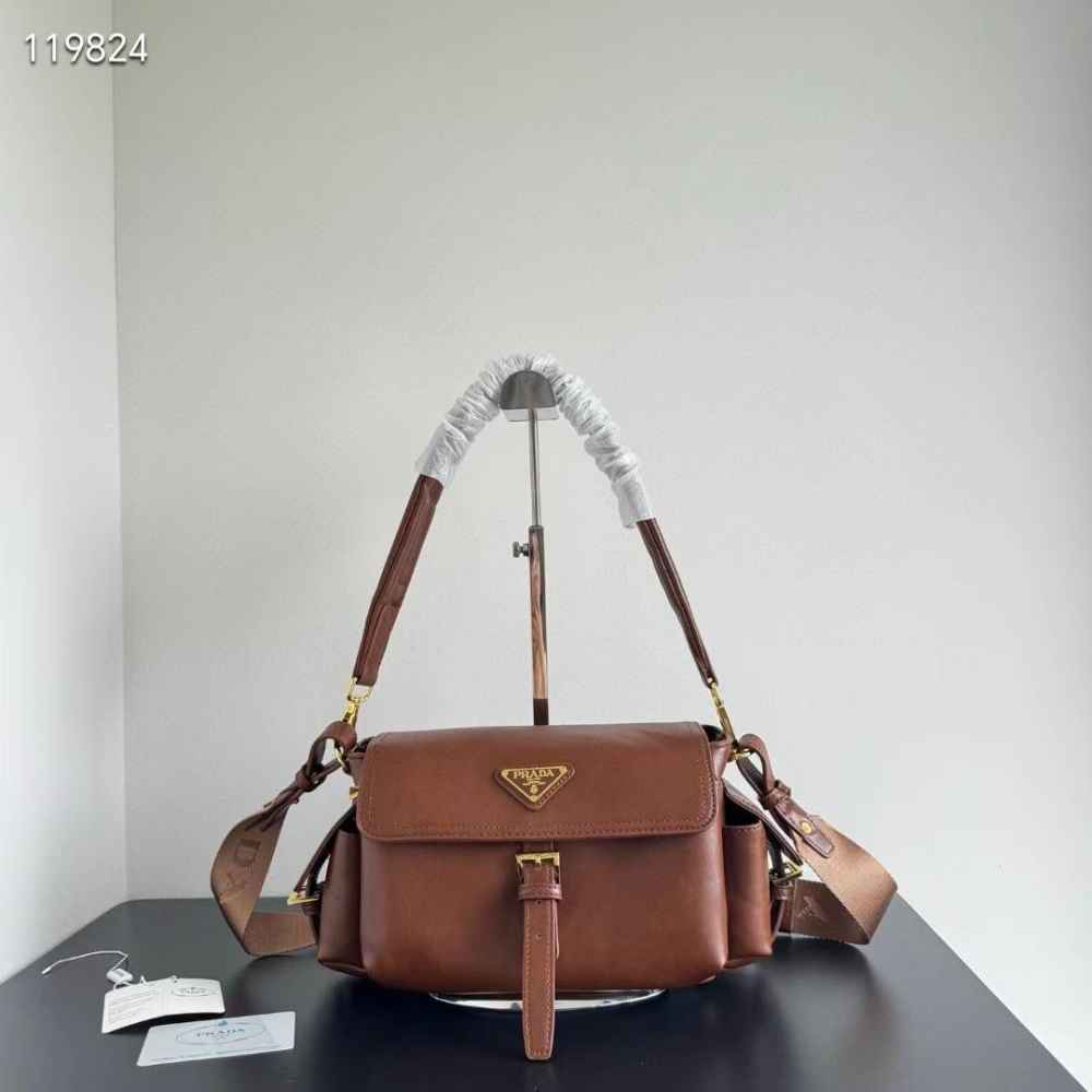 Prada Explore Flap Brown Shoulder Bag-thumb-0
