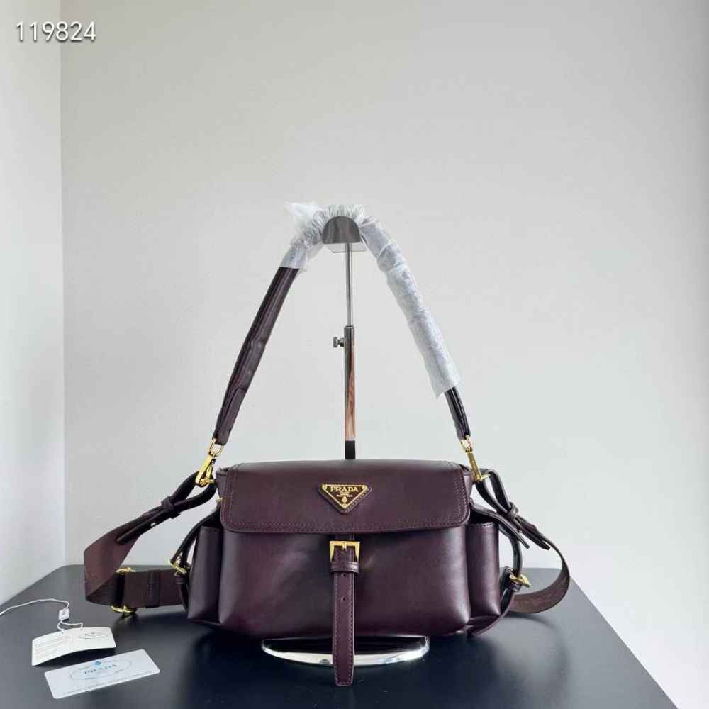 Prada Explore Flap Wine Shoulder Bag-thumb-0
