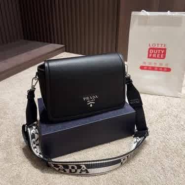 Prada Grained Leather Black Sling Bag-thumb-0