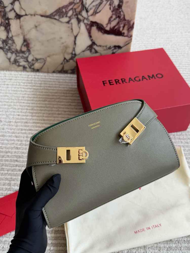 Ferragamo Hug Olive clutch-thumb-0