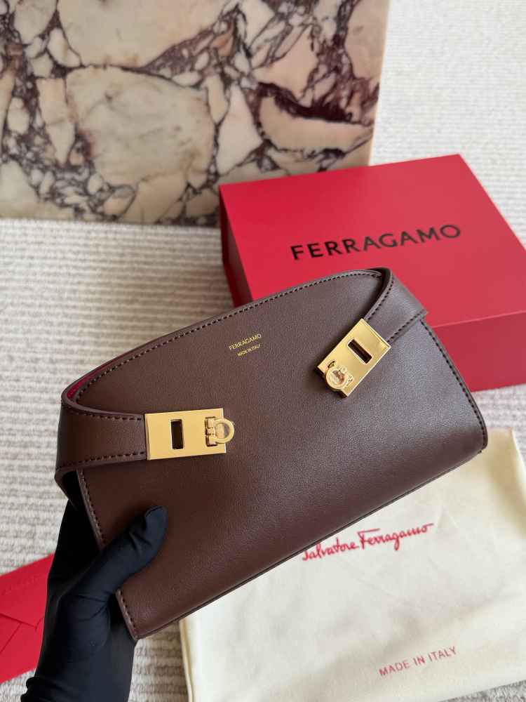 Ferragamo Hug Dark Brown clutch-thumb-0