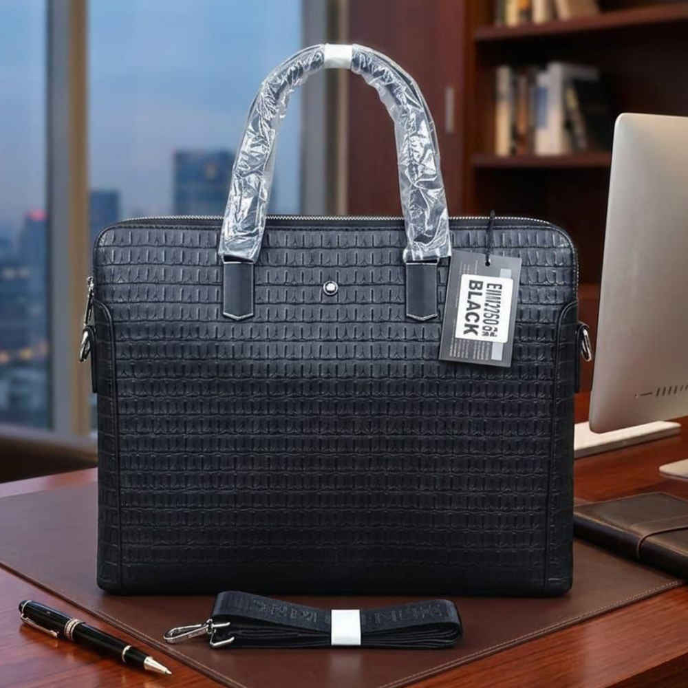 Montblanc Sartorial Embossed EIII2250-5 Leather Laptop Bag-thumb-0