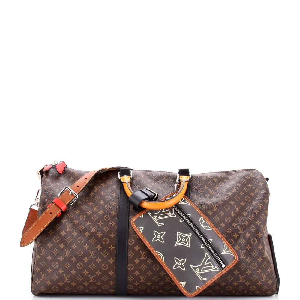Louis Vuitton Keepall Bandouliére 50 Monogram Canvas Brown Duffle Bag-thumb-0