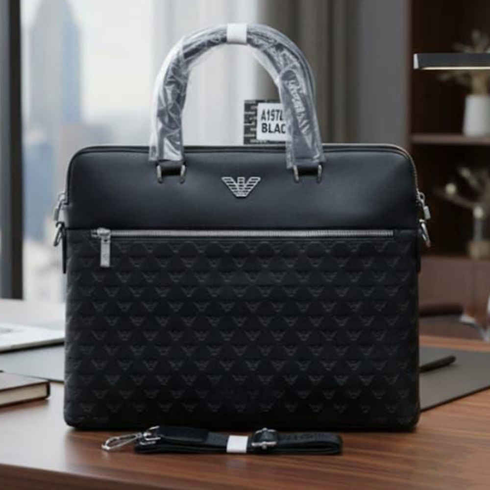 Emporio Armani Leather Business Bag-thumb-0