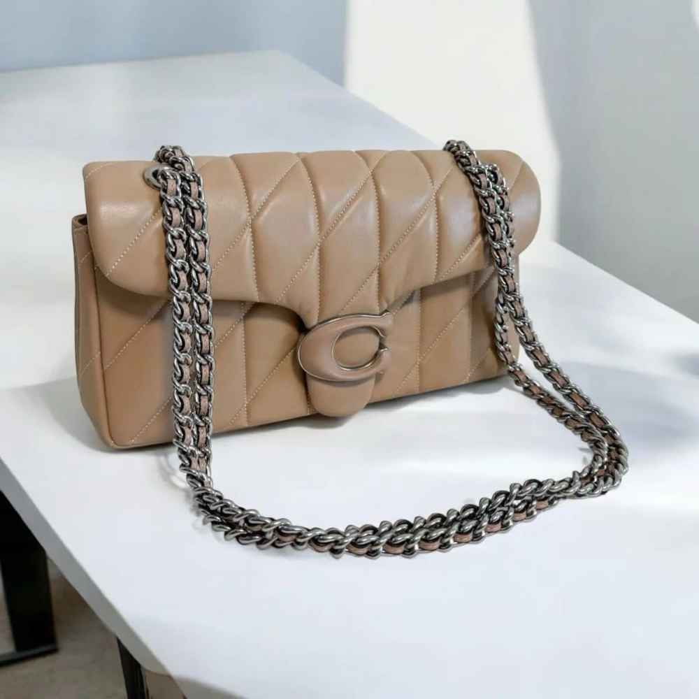 Coach Tabby 26 Quilted Cream Sling Bag-thumb-0