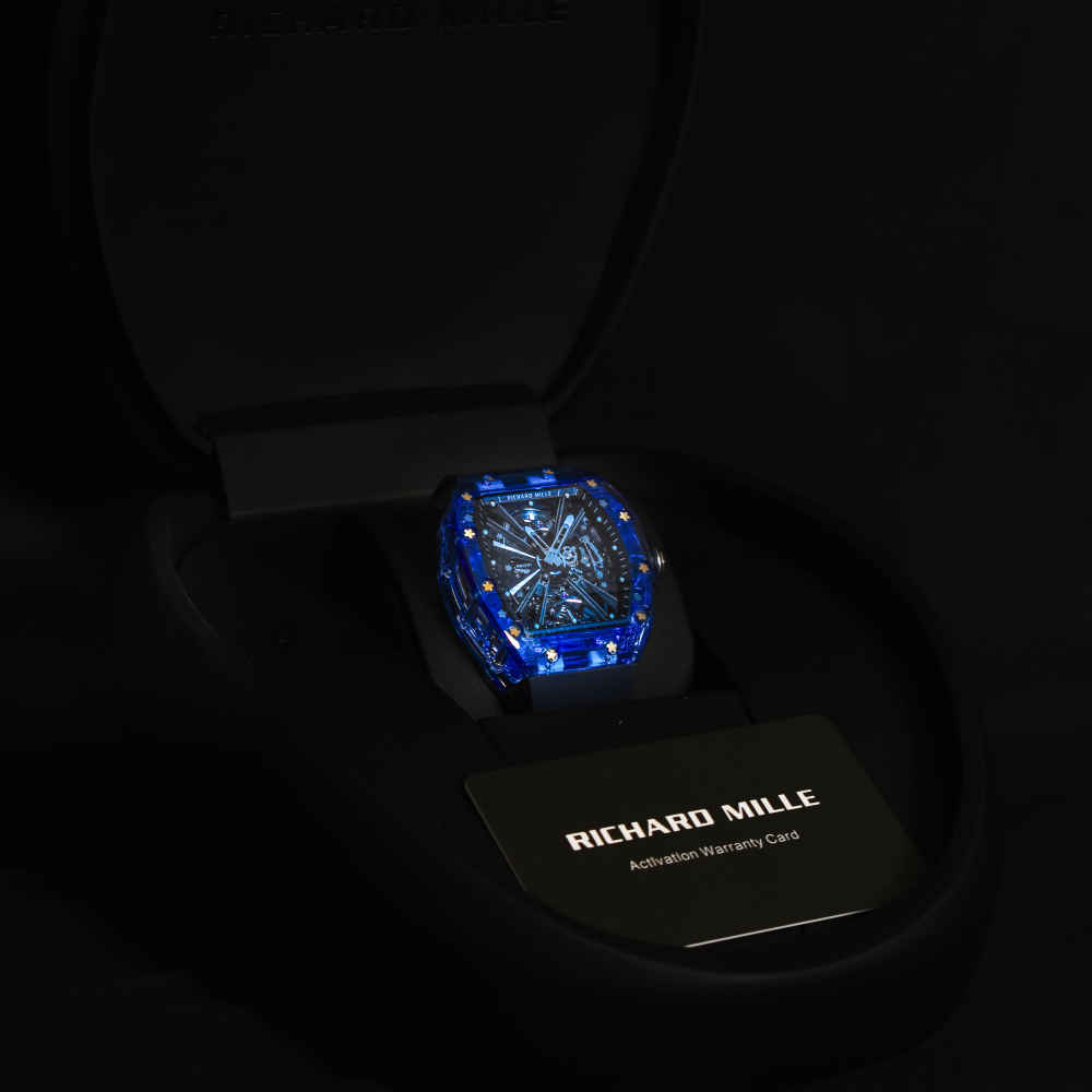 Richard Mille RM 012-01 Sapphire Blue Tourbillion Automatic Titanium Bracelet Transparent Dial Watch-1