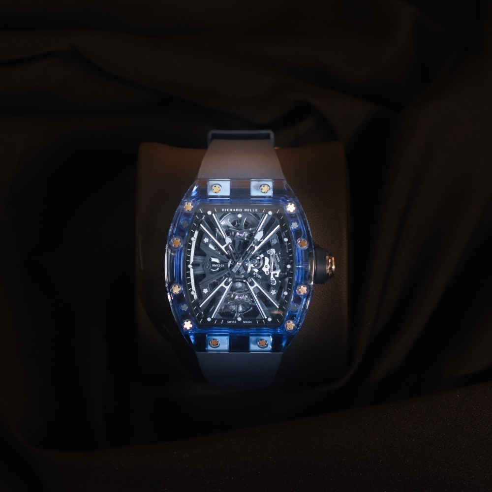 Richard Mille RM 012-01 Sapphire Blue Tourbillion Automatic Titanium Bracelet Transparent Dial Watch-2