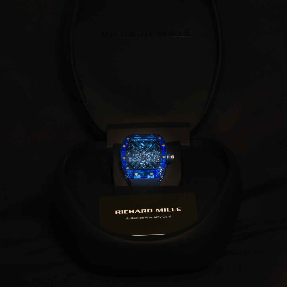 Richard Mille RM 012-01 Sapphire Blue Tourbillion Automatic Titanium Bracelet Transparent Dial Watch-4