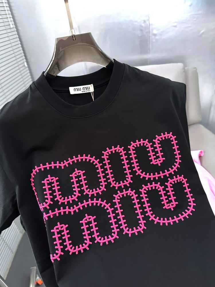 Miu Miu Black Premium Collar T-shirt-1