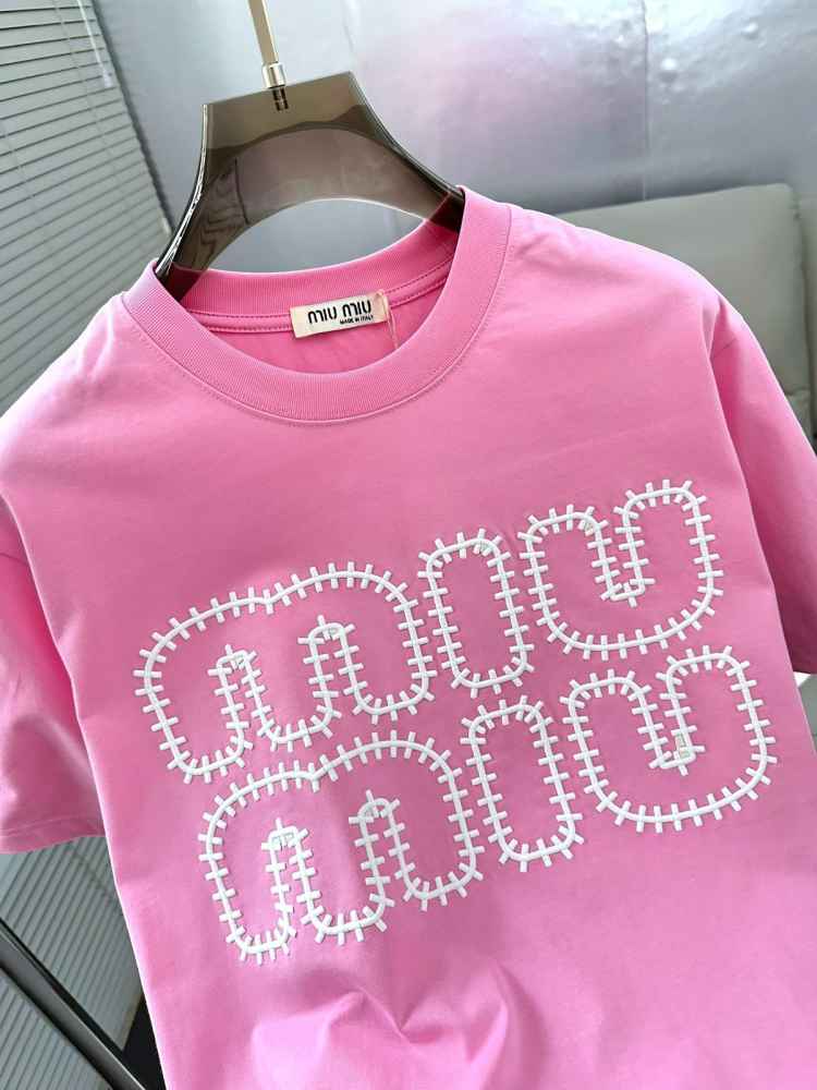 Miu Miu Pink Premium Collar T-shirt-1