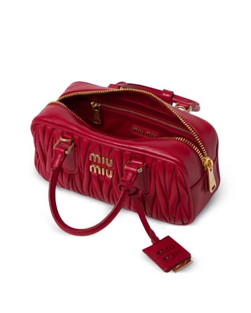 Miu Miu Arcadie Matlasse Red Nappa Handbag-thumb-3
