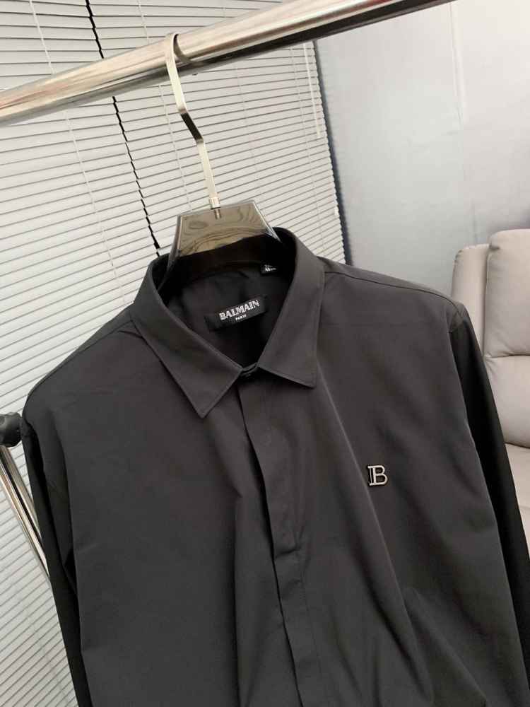 Balmain Embroidered Black Premium Cotton Shirt-thumb-4
