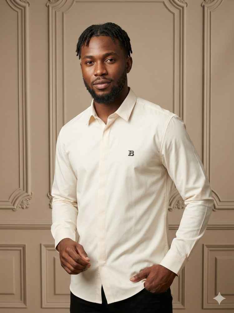 Balmain Embroidered White Premium Cotton Shirt-thumb-0