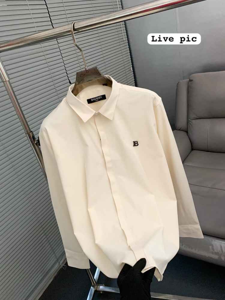 Balmain Embroidered White Premium Cotton Shirt-thumb-1