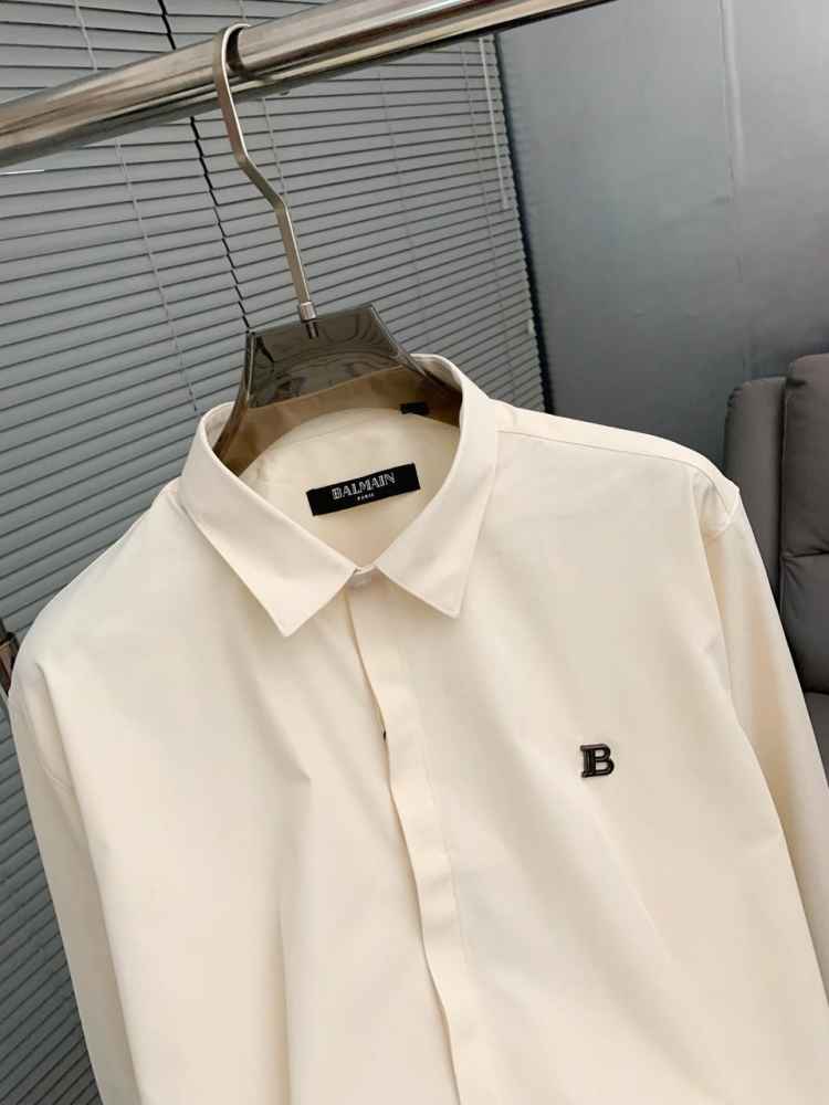 Balmain Embroidered White Premium Cotton Shirt-thumb-2