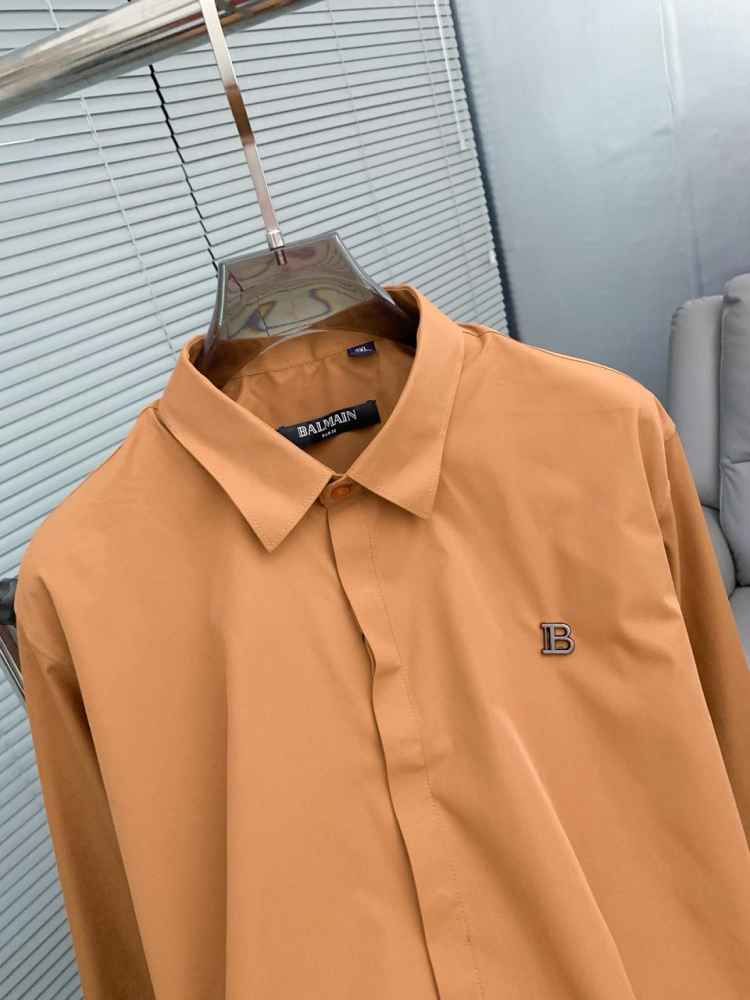 Balmain Embroidered Orange Premium Cotton Shirt-thumb-1