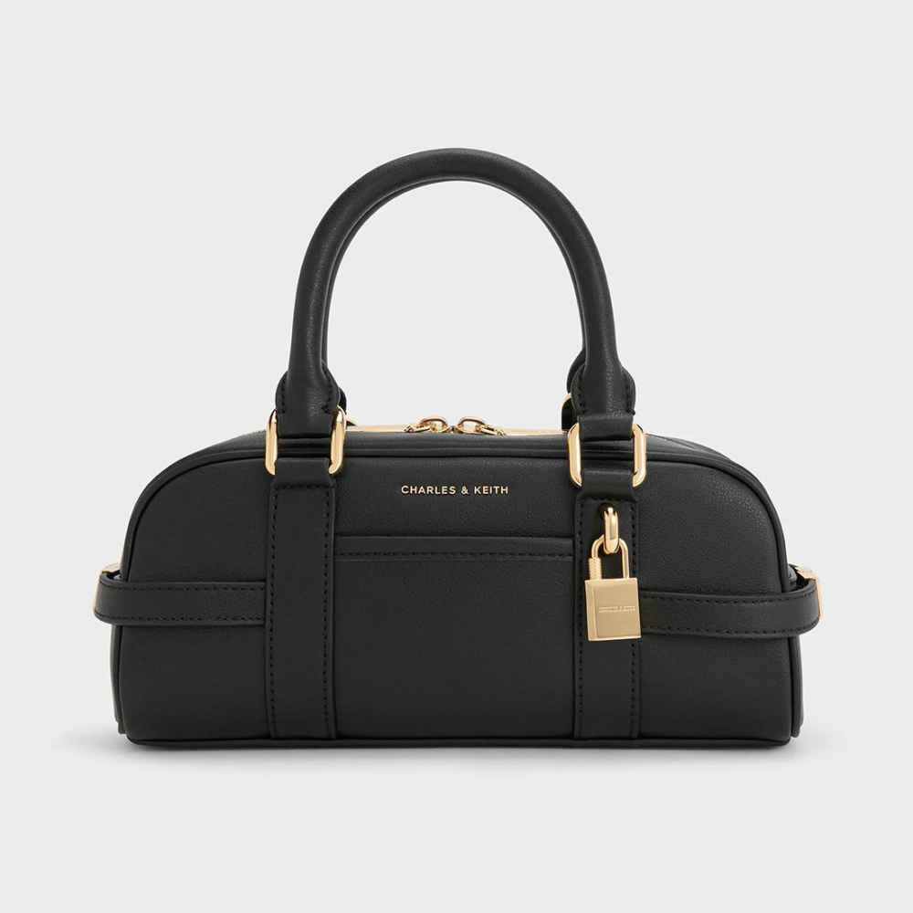Charles & Keith Scottie Black Bowling Bag-thumb-0