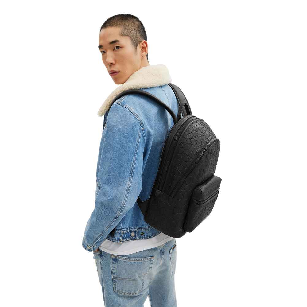 Coach West Houston Black in Signature Backpack-thumb-3