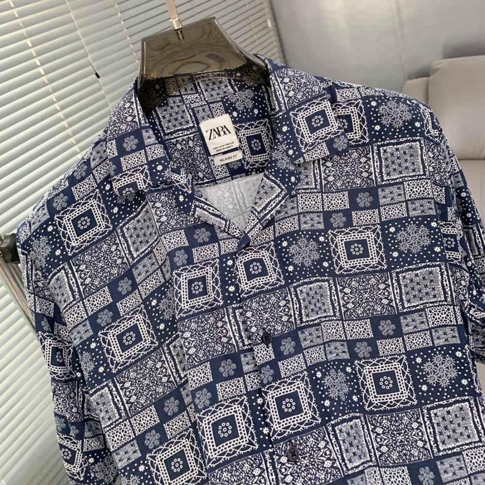 Zara Blue Bandana Printed Casual Shirt-1