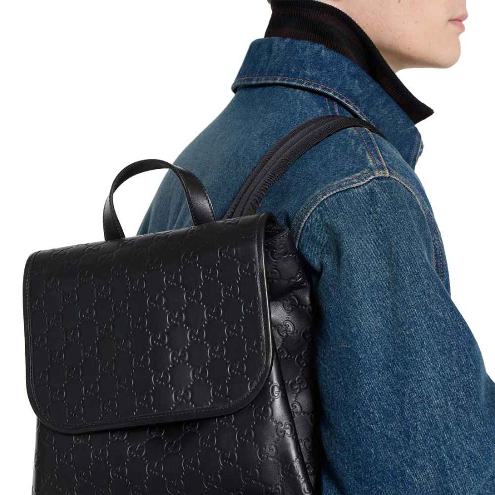 Gucci GG Emblem Black Medium Backpack-thumb-5