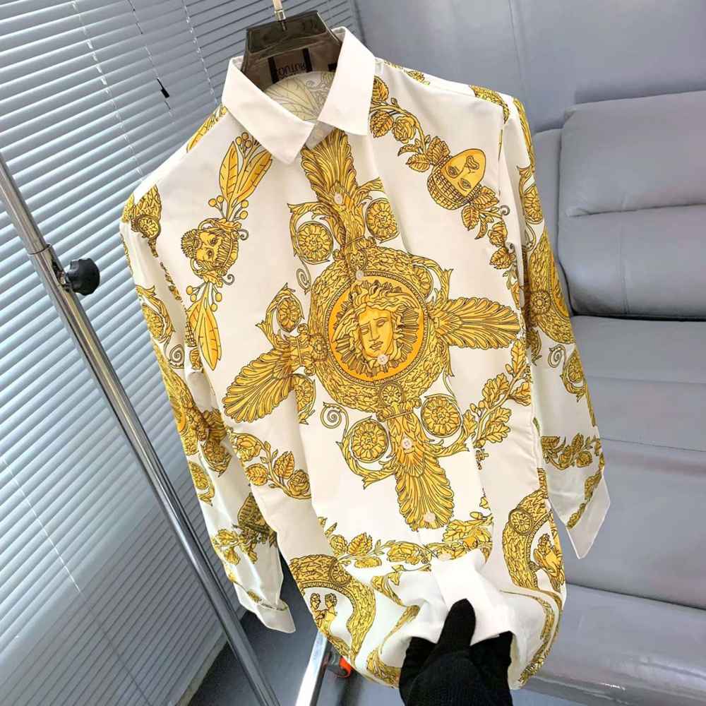 Versace Men's La Coupe des Dieux Silk Golden Twill Shirt-2