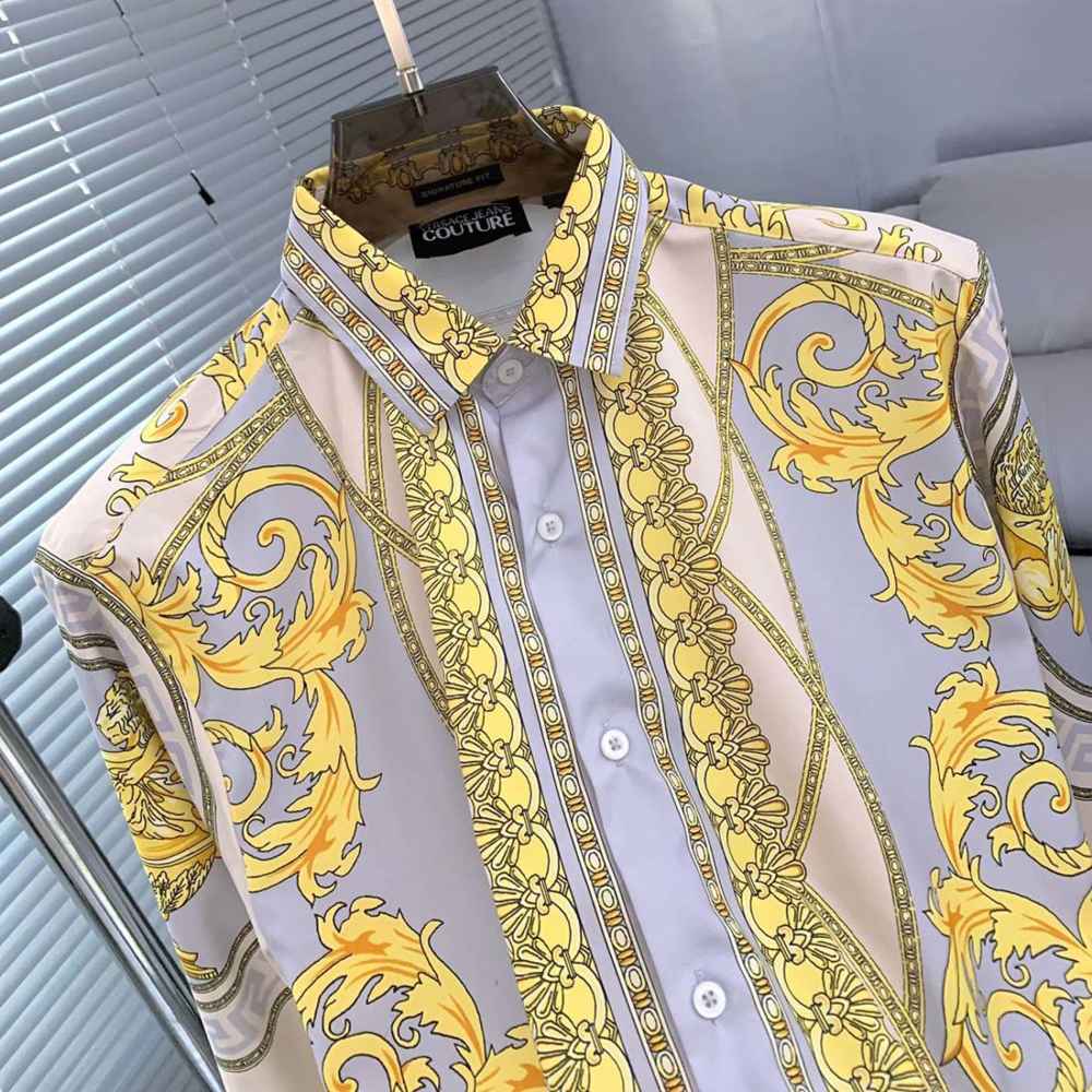 Versace Men's La Coupe des Dieux Silk Blue Twill Shirt-1