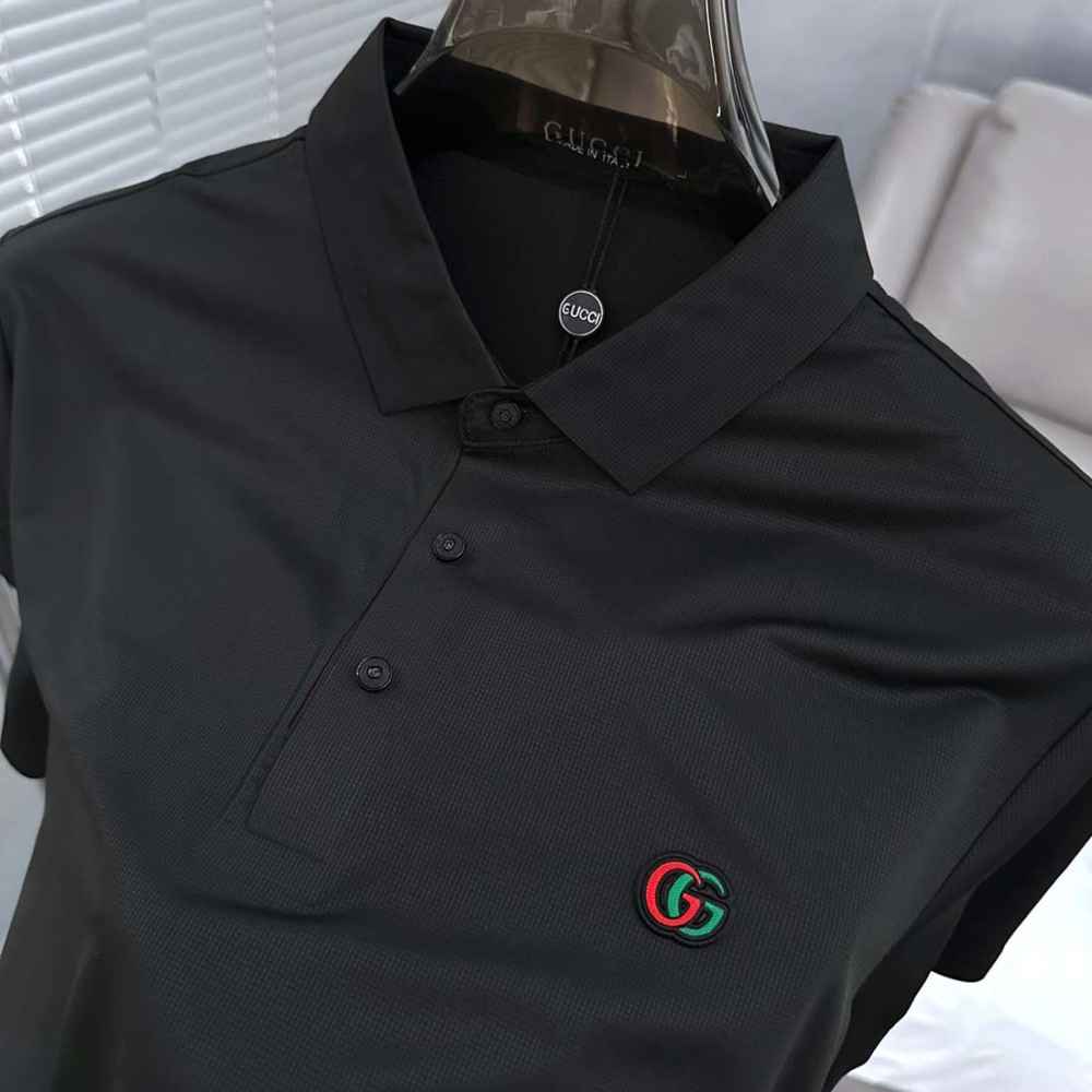 Gucci Interlocking G Black Cotton Polo Shirt-thumb-1