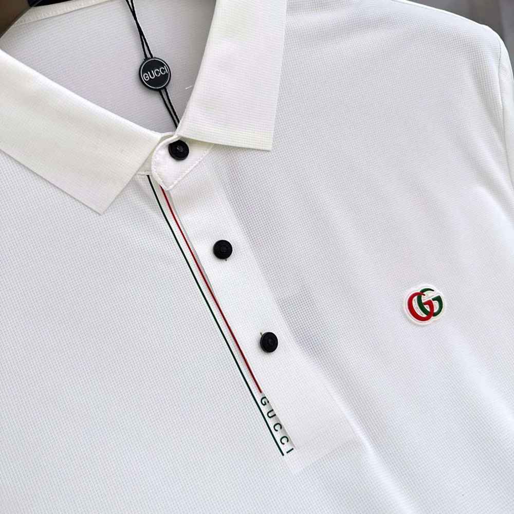 Gucci Interlocking G White Cotton Polo Shirt-thumb-1