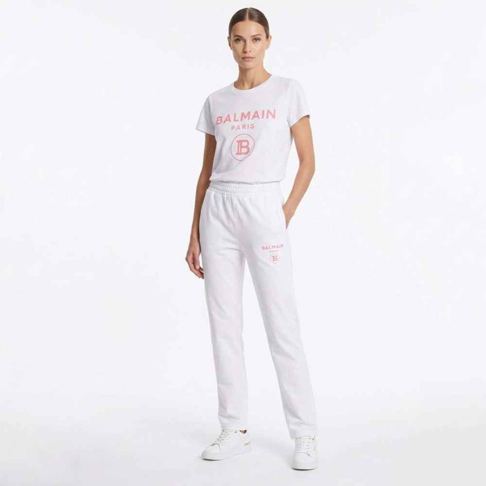Balmain Paris Logo White Premium Quality Co-ord Set-thumb-0