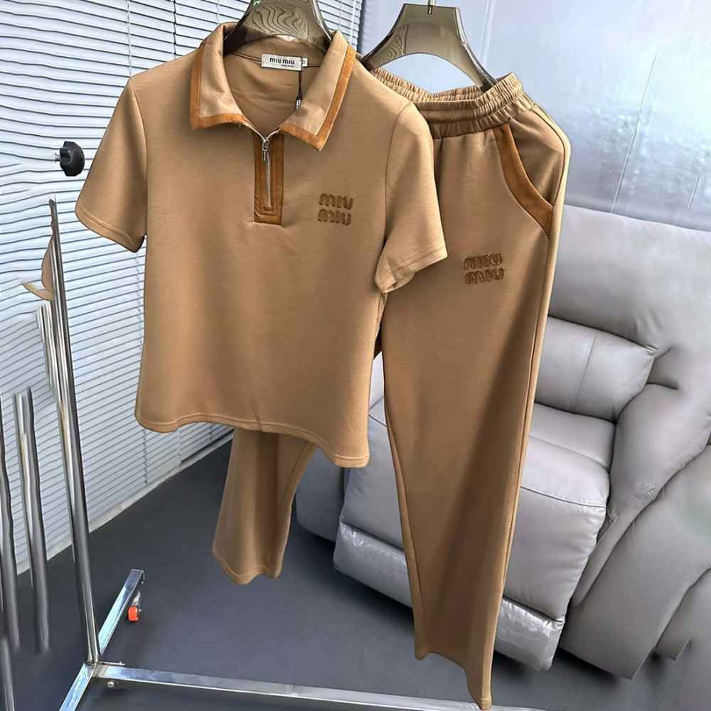 Miu Miu Brown Premium Cotton Co-ord Set-thumb-2