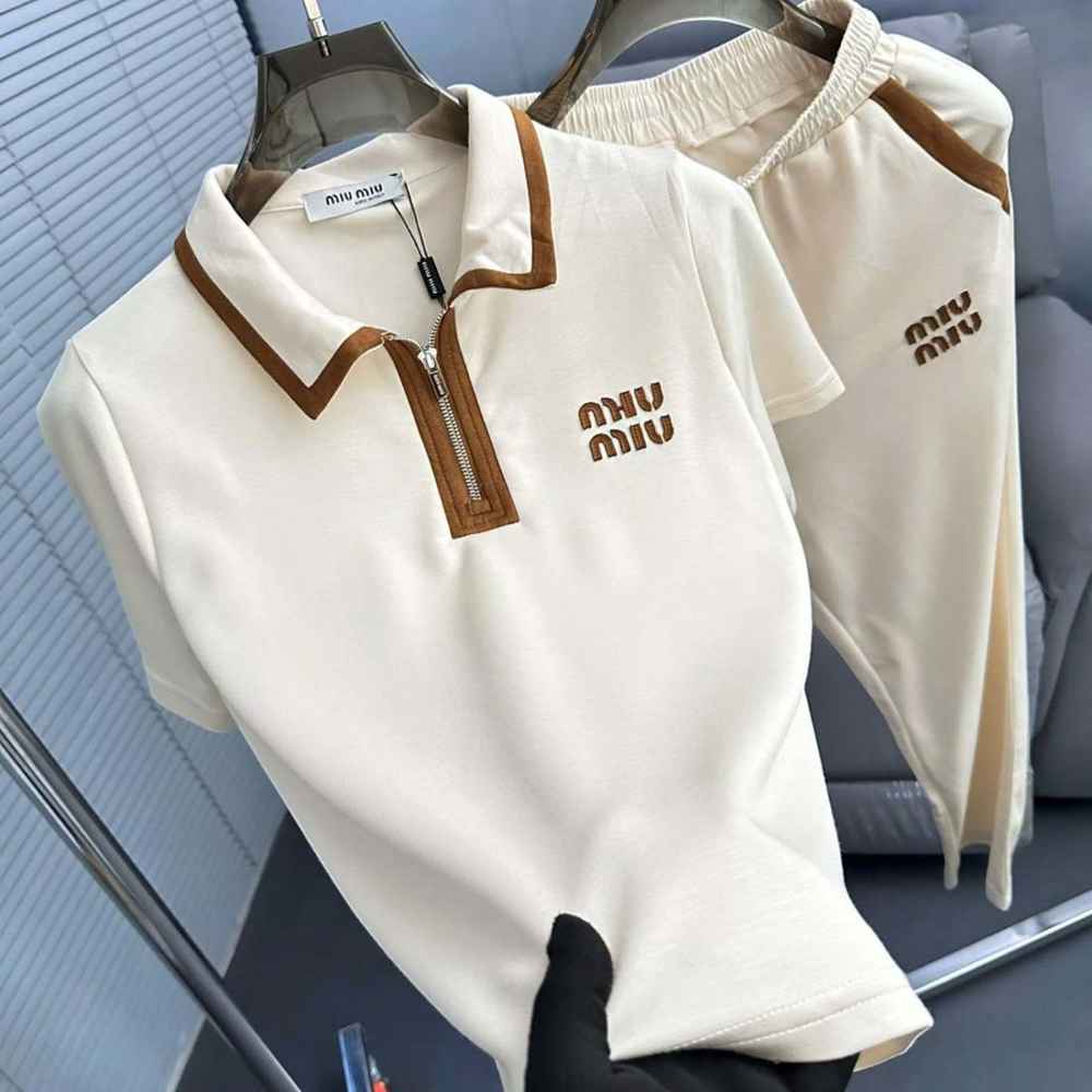 Miu Miu Cream Premium Cotton Co-ord Set-2