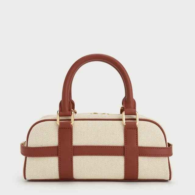 Charles & Keith Scottie Brown & White Bowling Bag-1