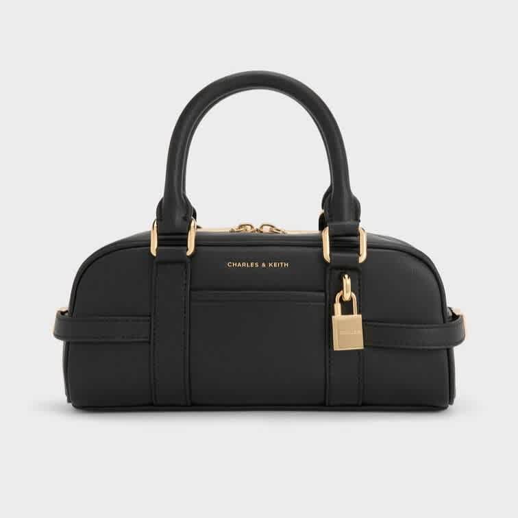 Charles & Keith Scottie Black Bowling Bag-1