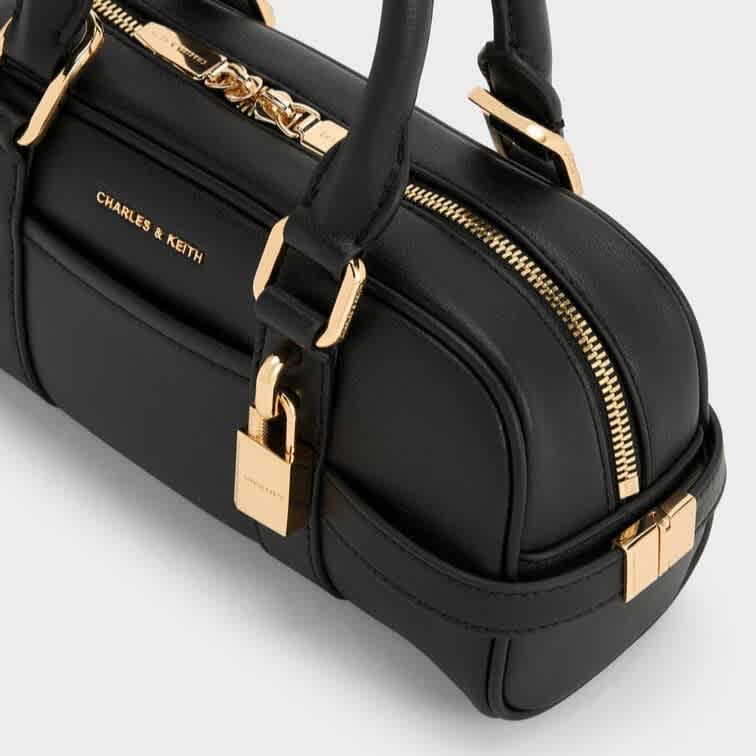 Charles & Keith Scottie Black Bowling Bag-4