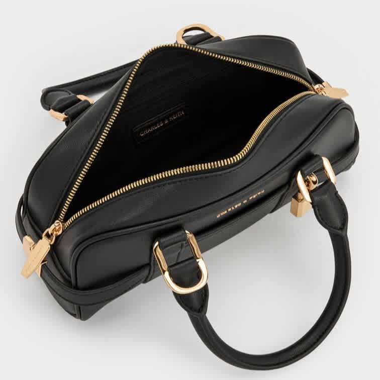 Charles & Keith Scottie Black Bowling Bag-2