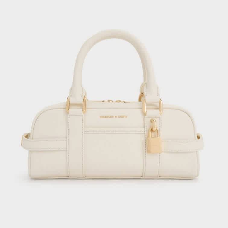 Charles & Keith Scottie White Bowling Bag-1