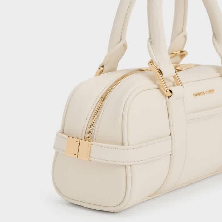 Charles & Keith Scottie White Bowling Bag-4
