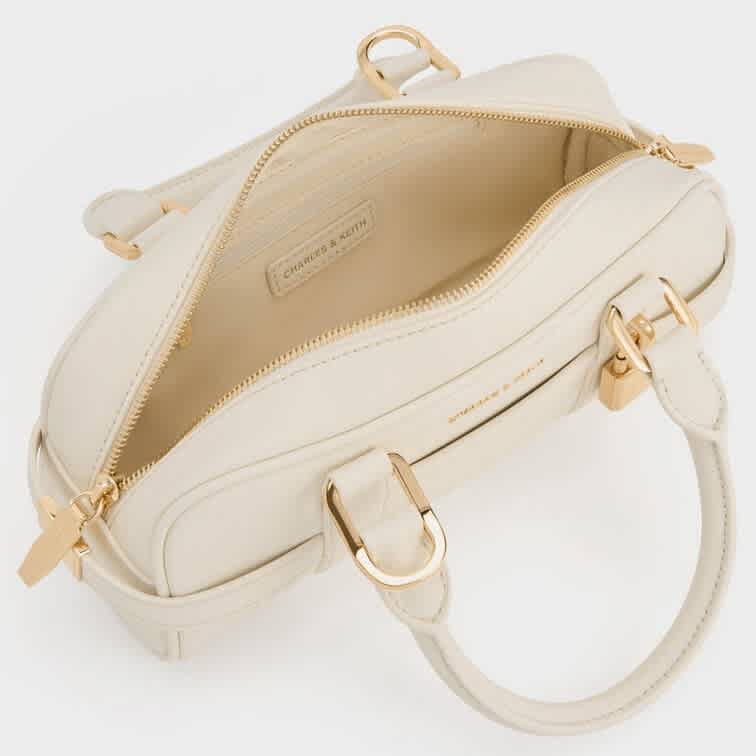 Charles & Keith Scottie White Bowling Bag-3