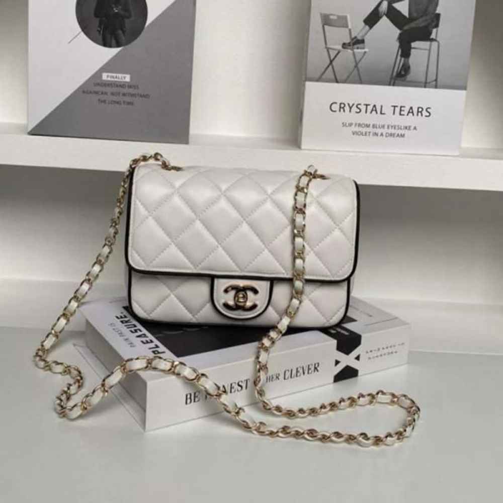 Chanel Pearl Classic Panda White Flap Shoulder Bag-thumb-1