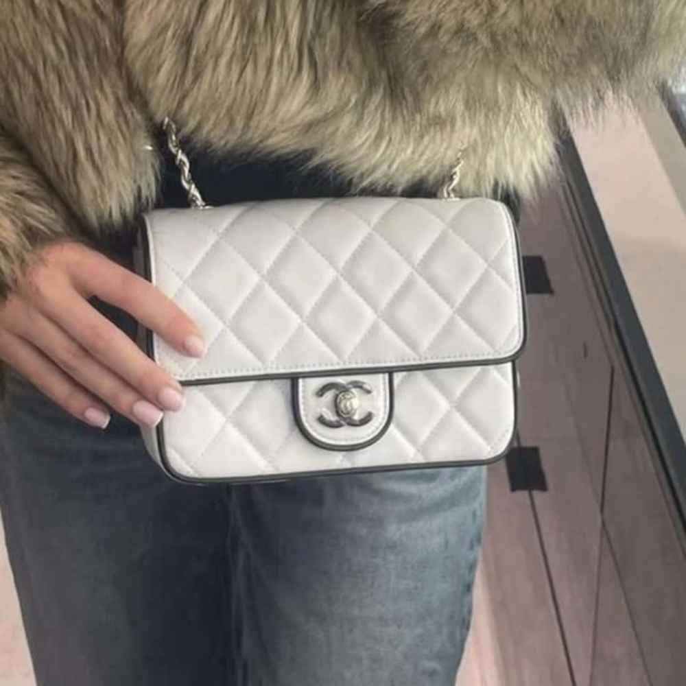 Chanel Pearl Classic Panda White Flap Shoulder Bag-thumb-0