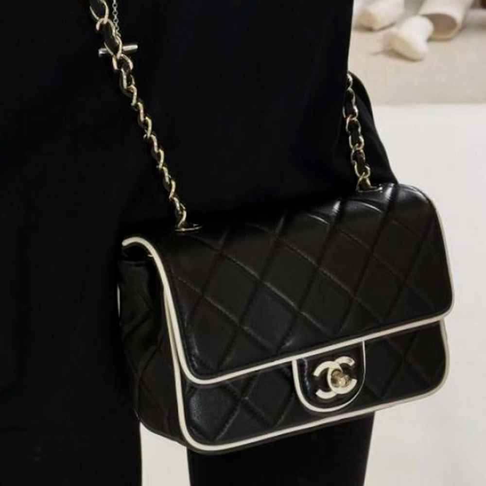 Chanel Pearl Classic Panda Black Flap Shoulder Bag-thumb-1